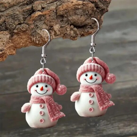 Cute Snowman Christmas Earrings - Picture 2 of 2